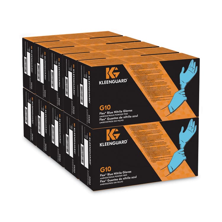 KIMBERLY CLARK G10 Flex Blue Nitrile Gloves, Powder-Free, Small, 3 mil Thick, 9.5" Long, Blue, 100/Box, 10 Boxes/Carton (ANS54332) thumbnail 2
