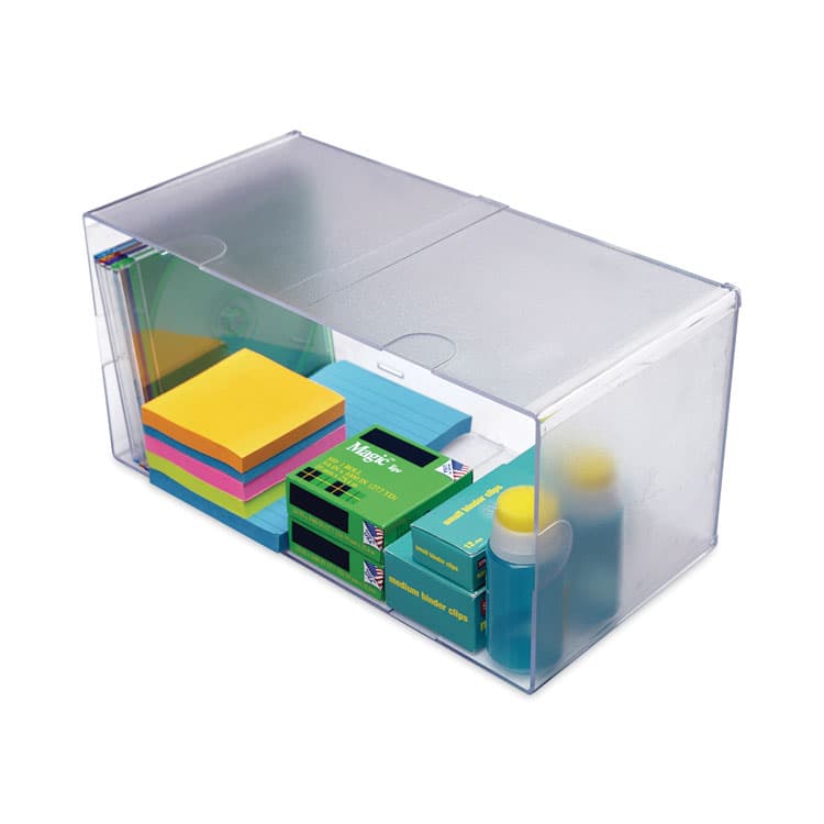 DEFLECTO CORPORATION Stackable Cube Organizer, Double Cube, Plastic, 12 x 6 x 6, Clear (DEF350501)