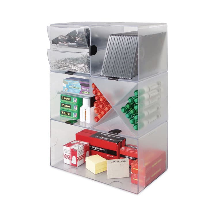 DEFLECTO CORPORATION Stackable Cube Organizer, Double Cube, Plastic, 12 x 6 x 6, Clear (DEF350501) thumbnail 3