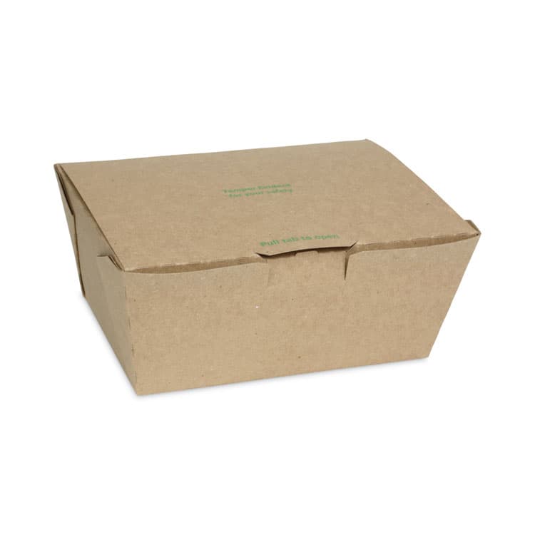 PACTIV EVERGREEN CORPORATION EarthChoice Tamper Evident OneBox Paper Box, 7.6 x 5.7 x 3.3, Brown, 160/Carton (PCTNOB03KECTE)