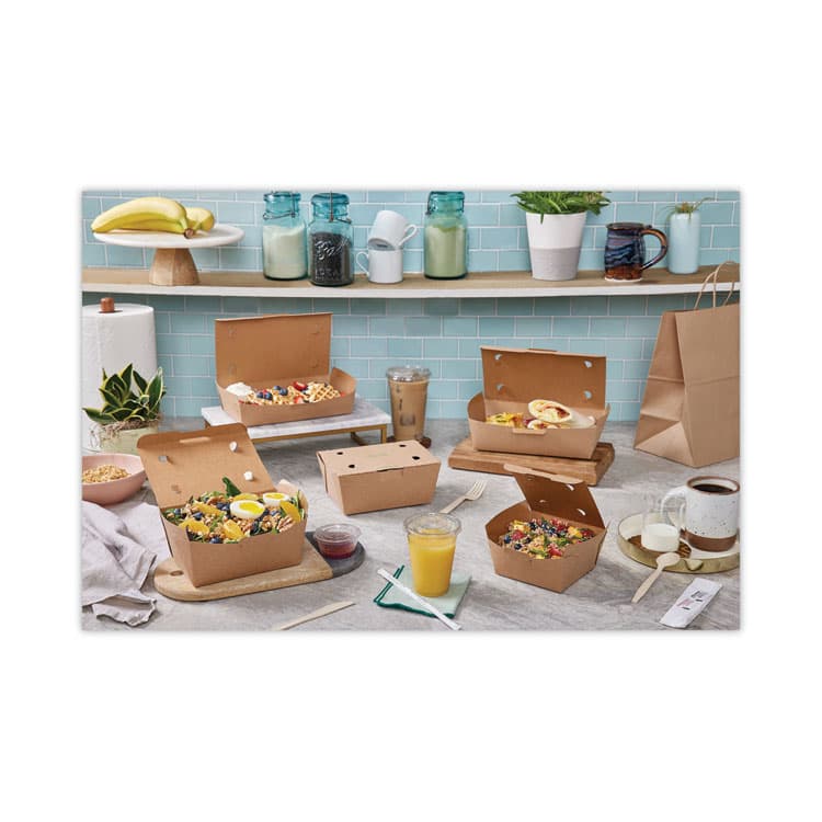 PACTIV EVERGREEN CORPORATION EarthChoice Tamper Evident OneBox Paper Box, 9.9 x 5.9 x 2.8, Brown, 162/Carton (PCTNOB04SKECTE) thumbnail 2