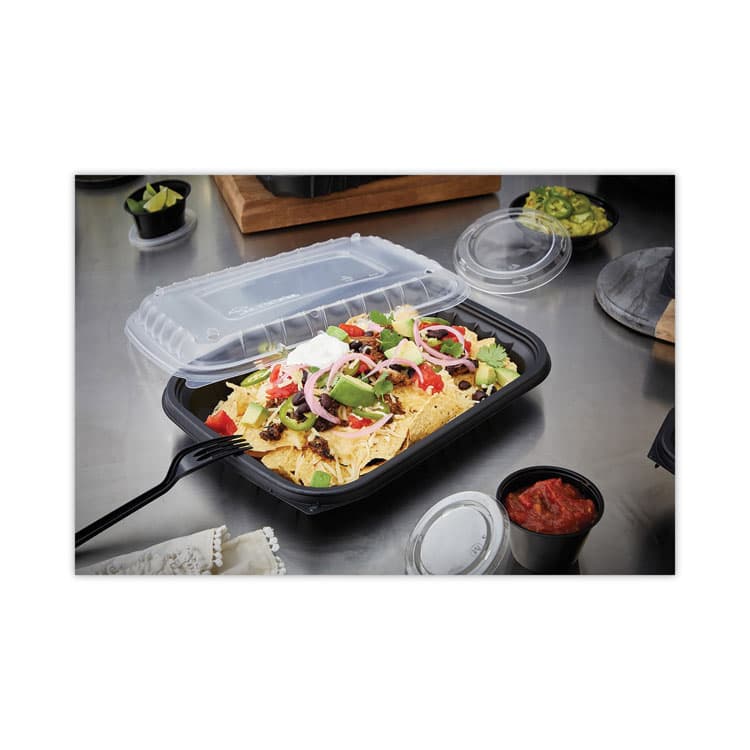PACTIV EVERGREEN CORPORATION EarthChoice Entree2Go Takeout Container, 48 oz, 11.8 x 8.8 x 1.61, Black, Plastic, 200/Carton (PCTYCNB12X94800) thumbnail 2