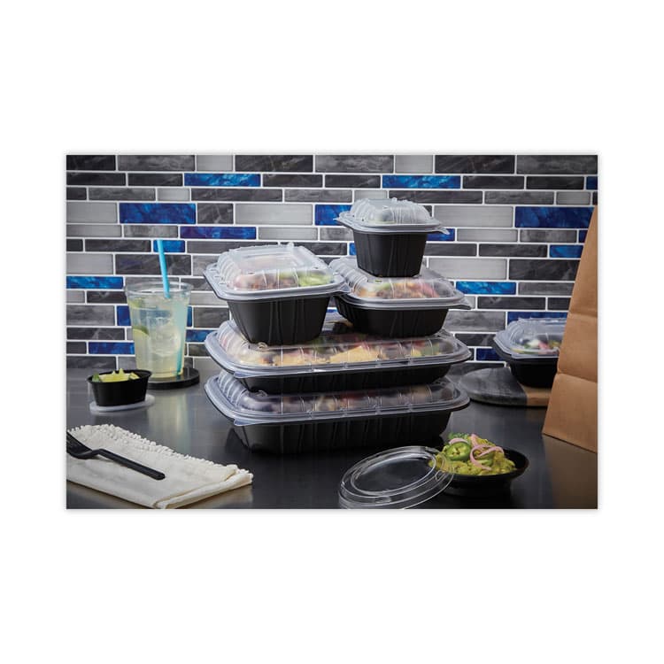 PACTIV EVERGREEN CORPORATION EarthChoice Entree2Go Takeout Container, 64 oz, 11.8 x 8.8 x 2.1, Black, Plastic, 200/Carton (PCTYCNB12X96400) thumbnail 2