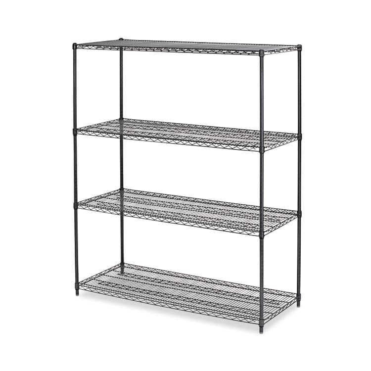 ALERA All-Purpose Wire Shelving Starter Kit, Four-Shelf, 60w x 24d x 72h, Black Anthracite Plus (ALESW206024BA)
