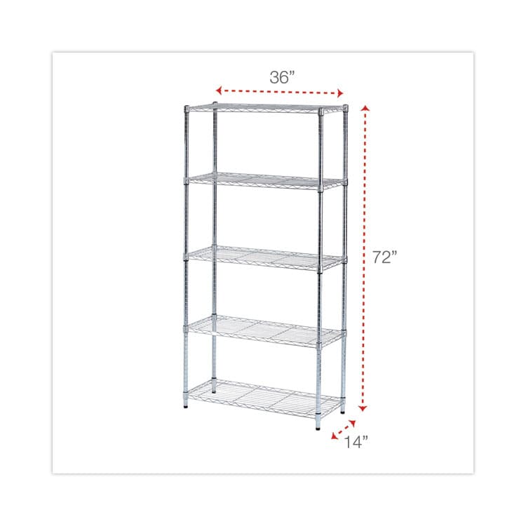 ALERA Residential Wire Shelving, Five-Shelf, 36w x 14d x 72h, Silver (ALESW853614SR) thumbnail 2