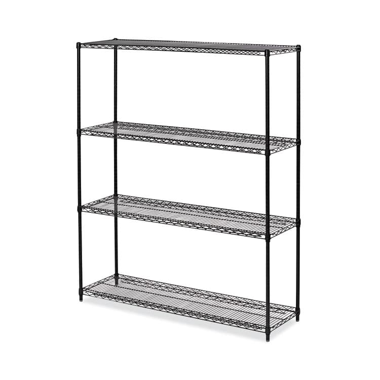 ALERA All-Purpose Wire Shelving Starter Kit, Four-Shelf, 60w x 18d x 72h, Black Anthracite Plus (ALESW206018BA)