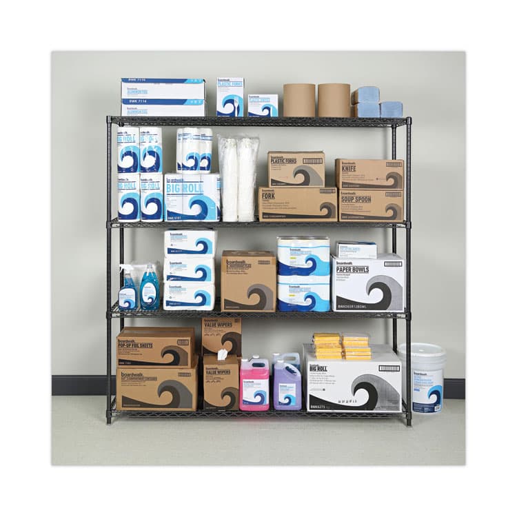 ALERA BA Plus Wire Shelving Kit, Four-Shelf, 72w x 18d x 72h, Black Anthracite Plus (ALESW207218BA) thumbnail 4