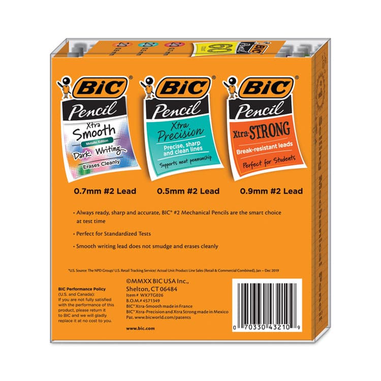 BIC CORP. Mechanical Pencil Variety Pack, Assorted Graphite Diameters, HB (#2), Black Lead, Assorted Barrel Colors, 60/Pack (BICWX7TG026BLK) thumbnail 2