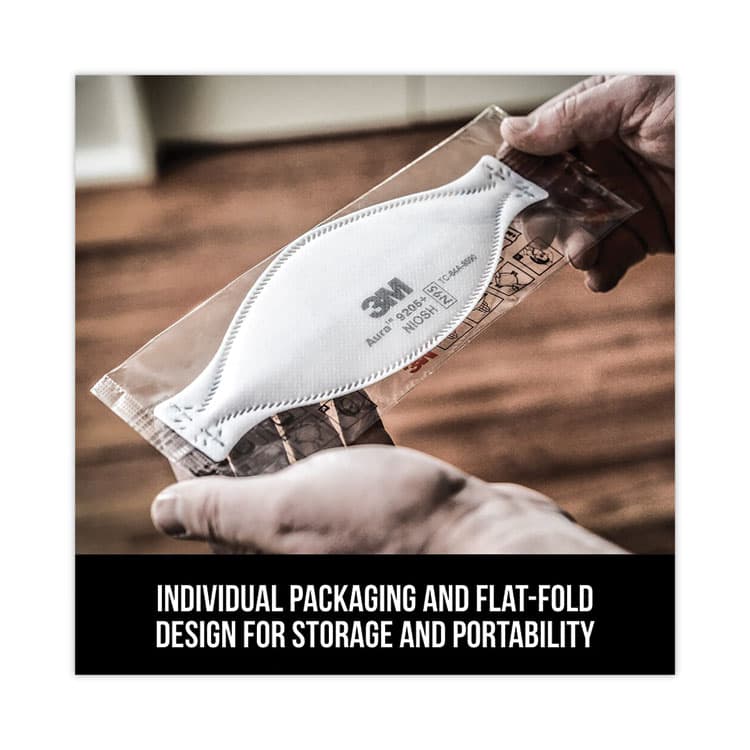 3M/COMMERCIAL TAPE DIV. Aura Particulate Respirator 9205+, N95, One Size Fits All, 20/Pack (MMM9205PH20DC) thumbnail 4