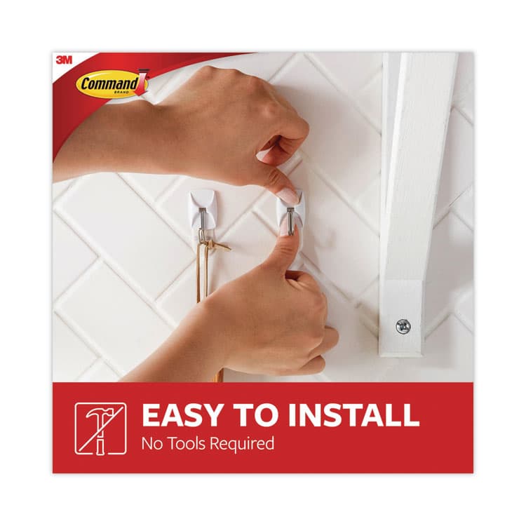 3M/COMMERCIAL TAPE DIV. Small Wire Hooks, Small, Plastic/Metal, White, 0.5 lb Capacity, 22 Hooks and 24 Strips/Pack (MMM1706722NA) thumbnail 4