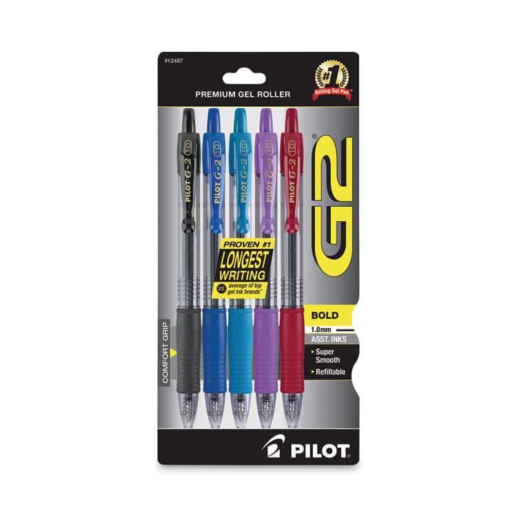 PILOT CORP. OF AMERICA G2 Premium Gel Pen, Retractable, Bold 1 mm, Assorted Ink and Barrel Colors, 5/Pack (PIL12487)