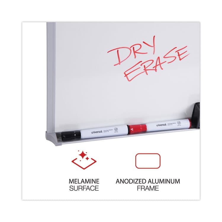 UNIVERSAL OFFICE PRODUCTS Melamine Dry Erase Board with Aluminum Frame, 48" x 36", White Surface, Anodized Aluminum Frame (UNV43624) thumbnail 2