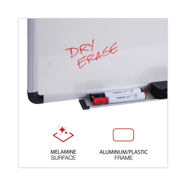 UNIVERSAL OFFICE PRODUCTS Modern Melamine Dry Erase Board with Aluminum Frame, 36" x 24", White Surface, Satin Aluminum Frame (UNV43723) thumbnail 2