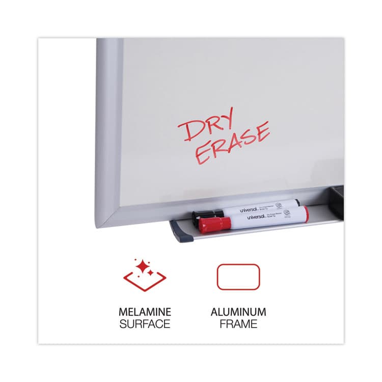 UNIVERSAL OFFICE PRODUCTS Deluxe Melamine Dry Erase Board, 36" x 24", White Surface, Satin Aluminum Frame (UNV44624) thumbnail 2
