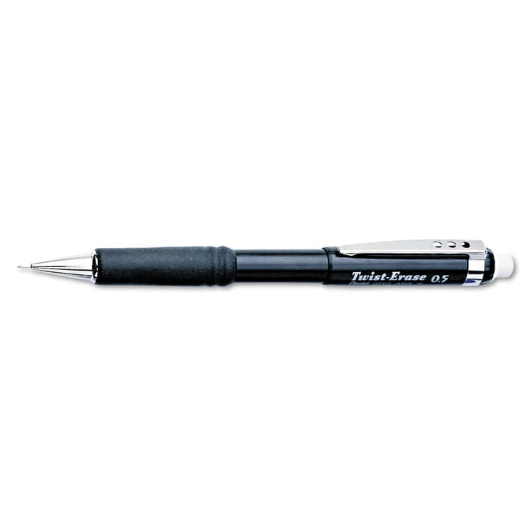 PENTEL OF AMERICA Twist-Erase III Mechanical Pencil, 0.5 mm, HB (#2), Black Lead, Black Barrel (PENQE515A) thumbnail 2