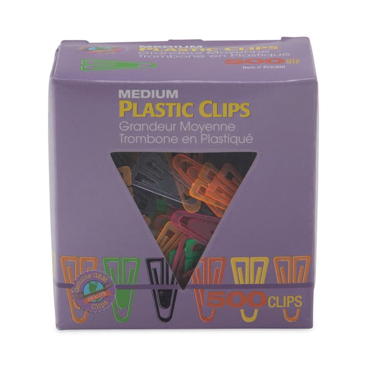 ADVANTUS CORPORATION Plastic Paper Clips, Medium, Smooth, Assorted Colors, 500/Box (GEMPC0300) thumbnail 2