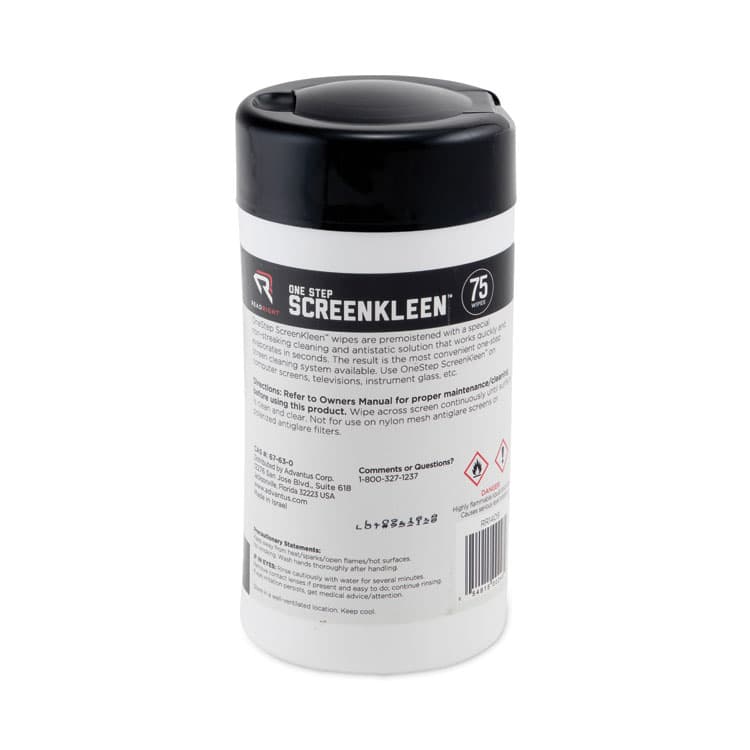 READ/RIGHT OneStep CRT ScreenKleen Cleaner Wet Wipes, Cloth, 5.25 x 5.75, Unscented, 75/Tub (REARR1409) thumbnail 2