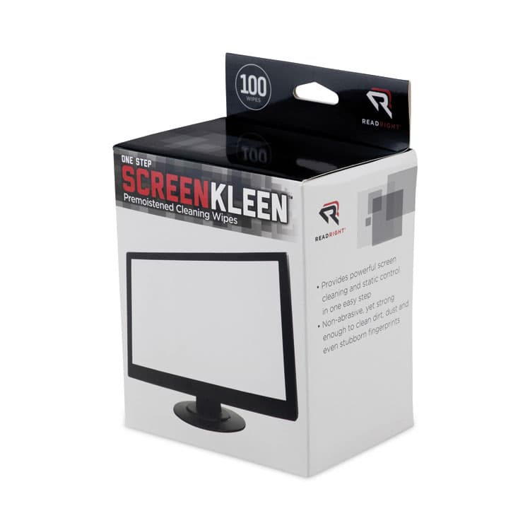 READ/RIGHT OneStep CRT ScreenKleen Cleaning Pads, Cloth, 5 x 5, Unscented, White, 100/Box (REARR1309) thumbnail 3
