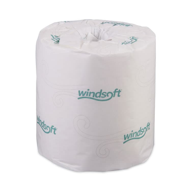 WINDSOFT Bath Tissue, Individually Wrapped Rolls, Septic Safe, 2-Ply, White, 500 Sheets/Roll, 96 Rolls/Carton (WIN2240B)