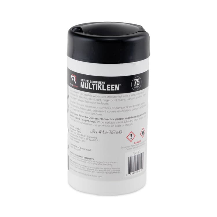 READ/RIGHT Office Equipment MultiKleen Wet Wipes, Cloth, 5.44 x 6.38, 75/Tub (REARR1407) thumbnail 2