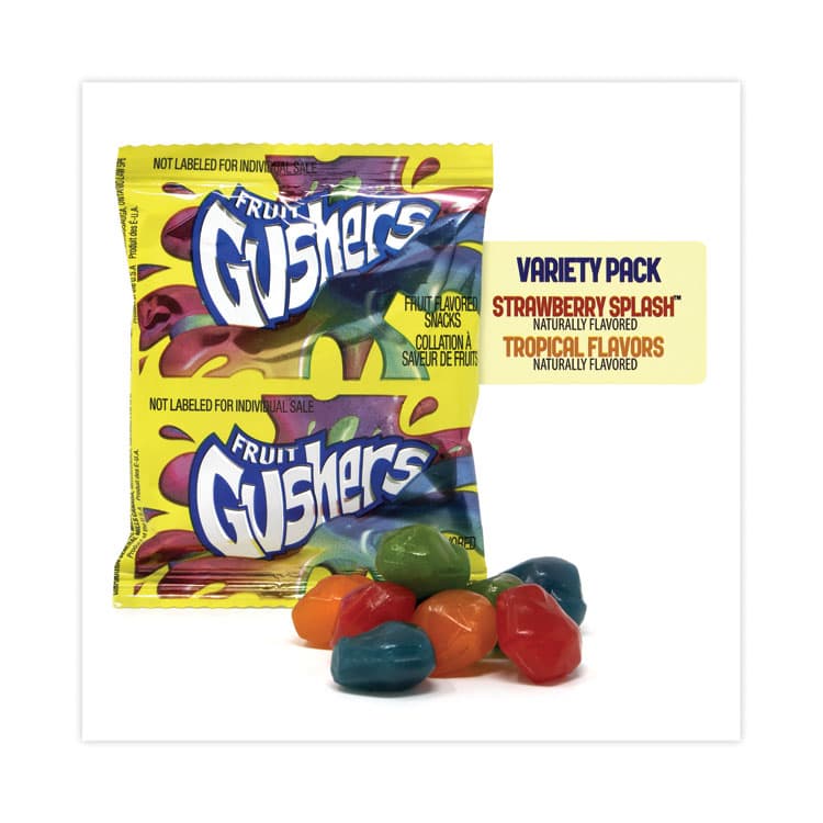 GENERAL MILLS Fruit Gushers Fruit Snacks, Strawberry and Tropical Fruit Flavors, 0.8 oz, 42 Pouches/Carton (GRR22001036) thumbnail 2