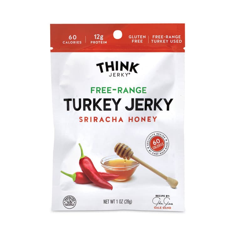 THINK JERKY, LLC Sriracha Honey Turkey Jerky, 1 oz Pouch, 12/Pack (GRR22000983)