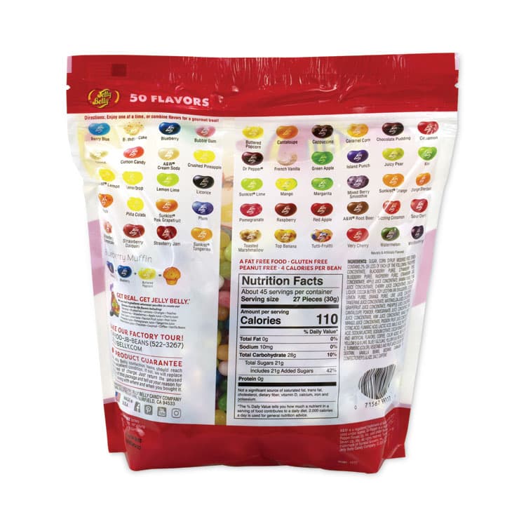 JELLY BELLY CANDY COMPANY 50 Flavors Jelly Beans Assortment, 3 lb Standup Bag (GRR22000020) thumbnail 3