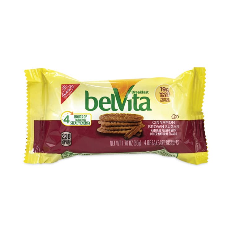 NABISCO FOOD GROUP belVita Breakfast Biscuits, Cinnamon Brown Sugar, 1.76 oz Pack, 25 Packs/Carton (GRR22000507)
