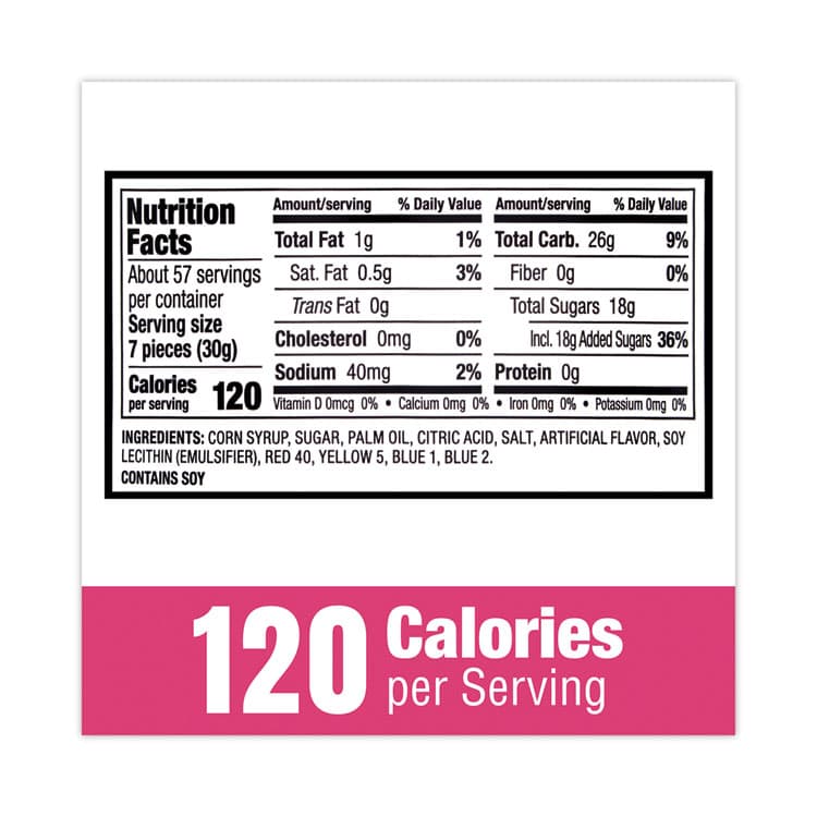 FERRARA CANDY CO Mixed Fruit Chews, Assorted Flavors, 60 oz Tub, 365 Pieces (GRR20900224) thumbnail 3