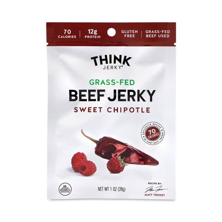 THINK JERKY, LLC Sweet Chipotle Beef Jerky, 1 oz Pouch, 12/Pack (GRR22000985)