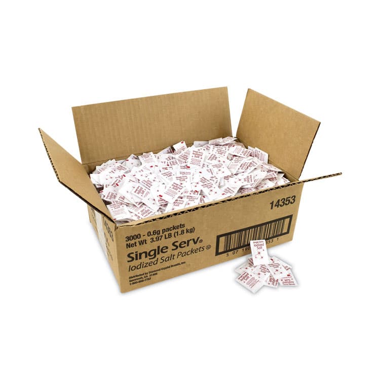 DIAMOND CRYSTAL BRANDS Iodized Salt Packet, 0.6 g Packet, 3,000/Carton (GRR20900355) thumbnail 2