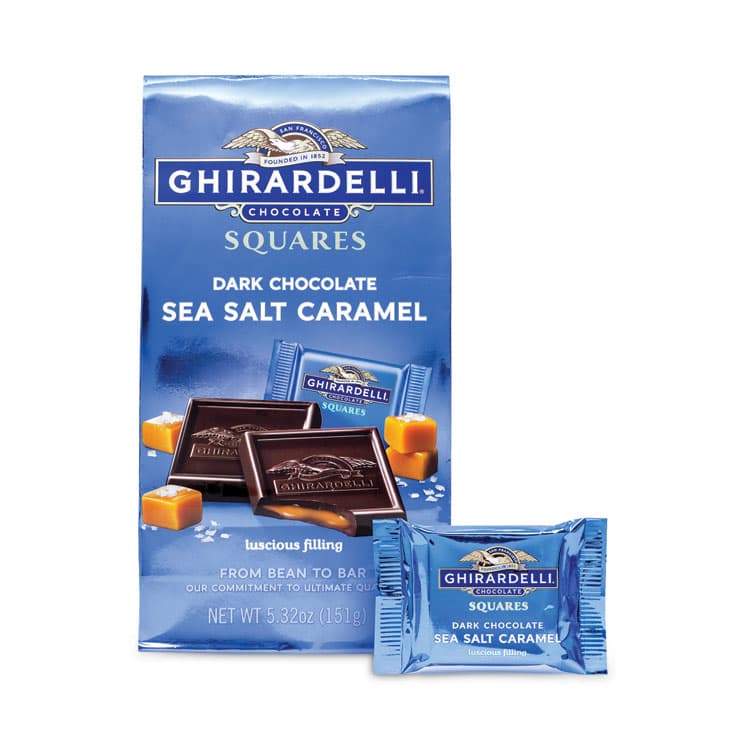 GHIRARDELLI Dark and Sea Salt Caramel Chocolate Squares, 5.32 oz Packs, 3 Count (GRR30001023)