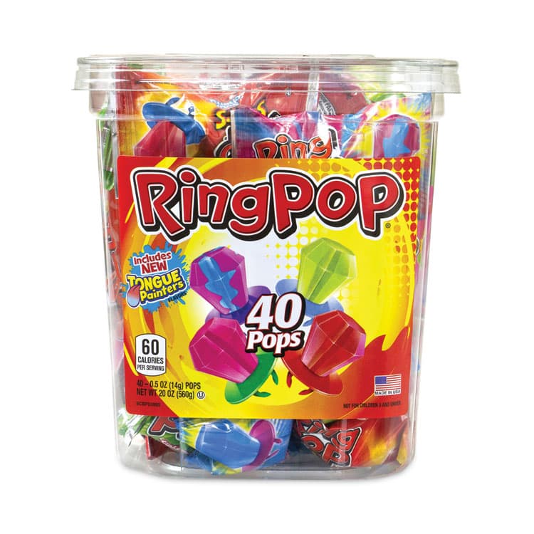 THE TOPPS COMPANY Ring Pop Lollipops, Assorted Flavors, 0.5 oz, 40 Piece Tub (GRR22000013) thumbnail 2