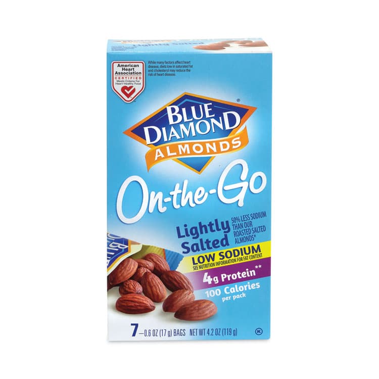 BLUE DIAMOND GROWERS Low Sodium Lightly Salted Almonds, 1.5 oz Bag, 42 Bags/Carton (GRR22000795) thumbnail 3