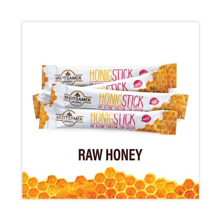 BREITSAMER HONIG Raw Honey Sticks, 0.28 oz, 80 Sticks/Tub, 1 Tub/Carton (GRR20902630) thumbnail 3
