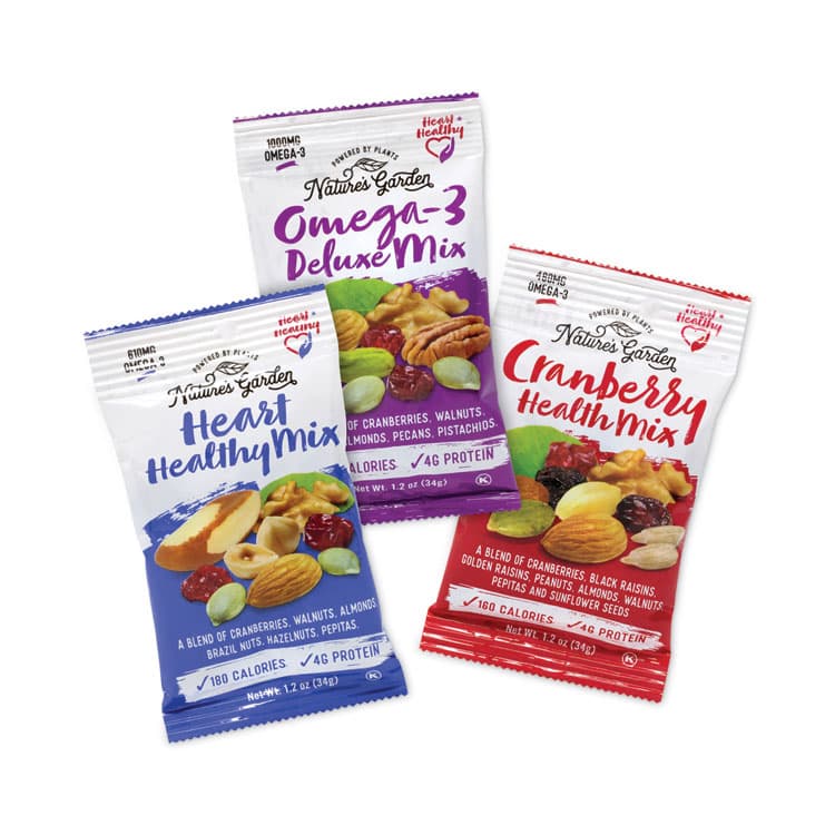 NATURE'S GARDEN Healthy Trail Mix Snack Packs, 1.2 oz Pouch, 50 Pouches/Carton (GRR29400009)