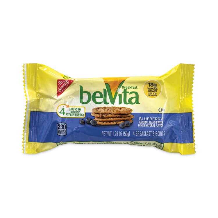 NABISCO FOOD GROUP belVita Breakfast Biscuits, Blueberry, 1.76 oz Pack, 25 Packs/Carton (GRR22000506)