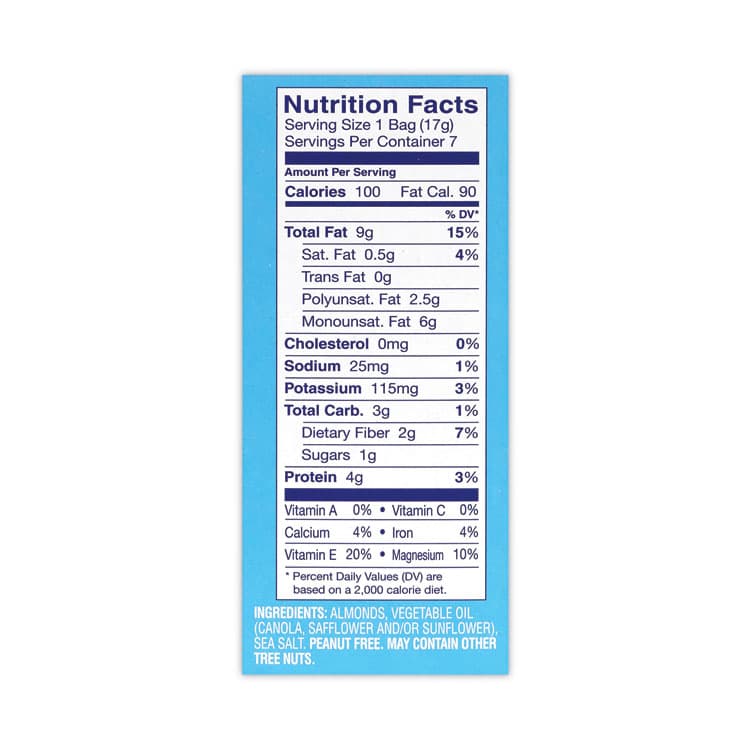 BLUE DIAMOND GROWERS Low Sodium Lightly Salted Almonds, 1.5 oz Bag, 42 Bags/Carton (GRR22000795) thumbnail 4