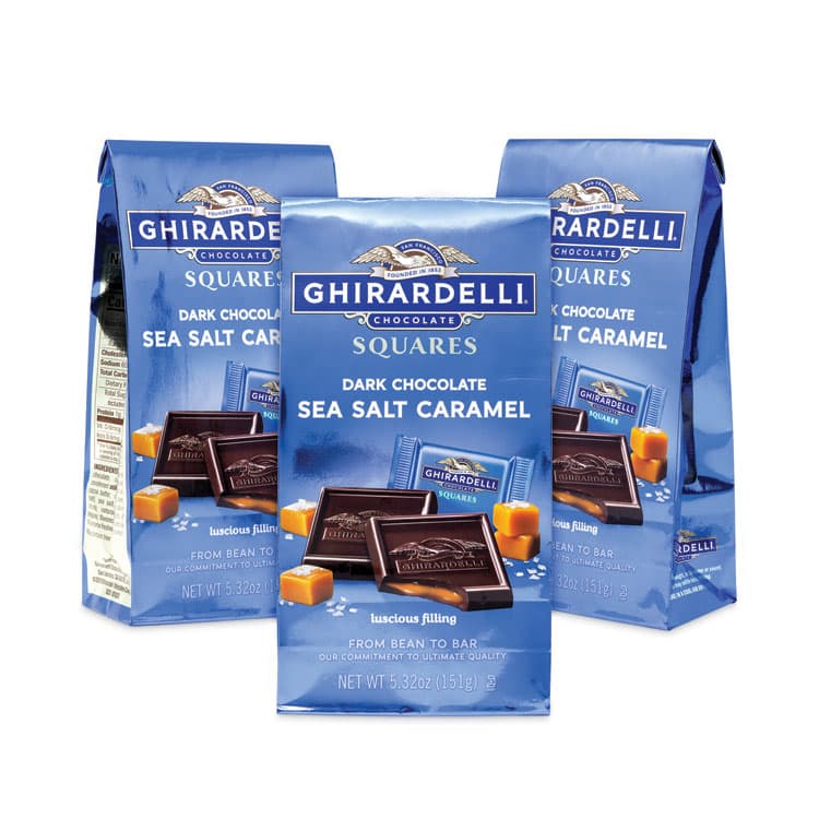 GHIRARDELLI Dark and Sea Salt Caramel Chocolate Squares, 5.32 oz Packs, 3 Count (GRR30001023) thumbnail 2