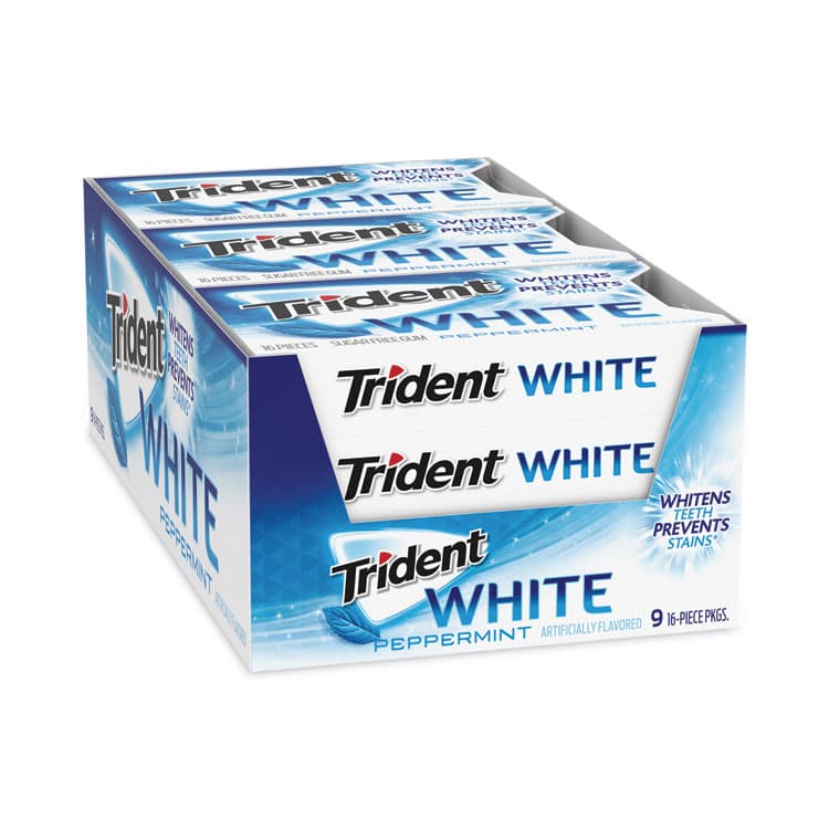 MONDELEZ INTERNATIONAL Sugar-Free Gum, White Peppermint,16 Pieces/Pack, 9 Packs/Carton (GRR20902451) thumbnail 2