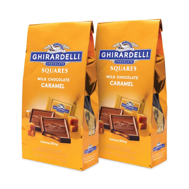 GHIRARDELLI Milk Chocolate and Caramel Chocolate Squares, 9.04 oz Bags, 2 Bags/Pack (GRR30001034) thumbnail 2