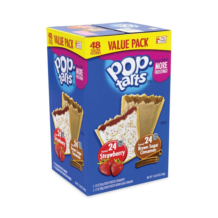 KELLOGG'S Pop Tarts, Brown Sugar Cinnamon/Strawberry, 2 Tarts/Pouch, 12 Pouches/Pack, 2 Packs/Carton (GRR22000456) thumbnail 2