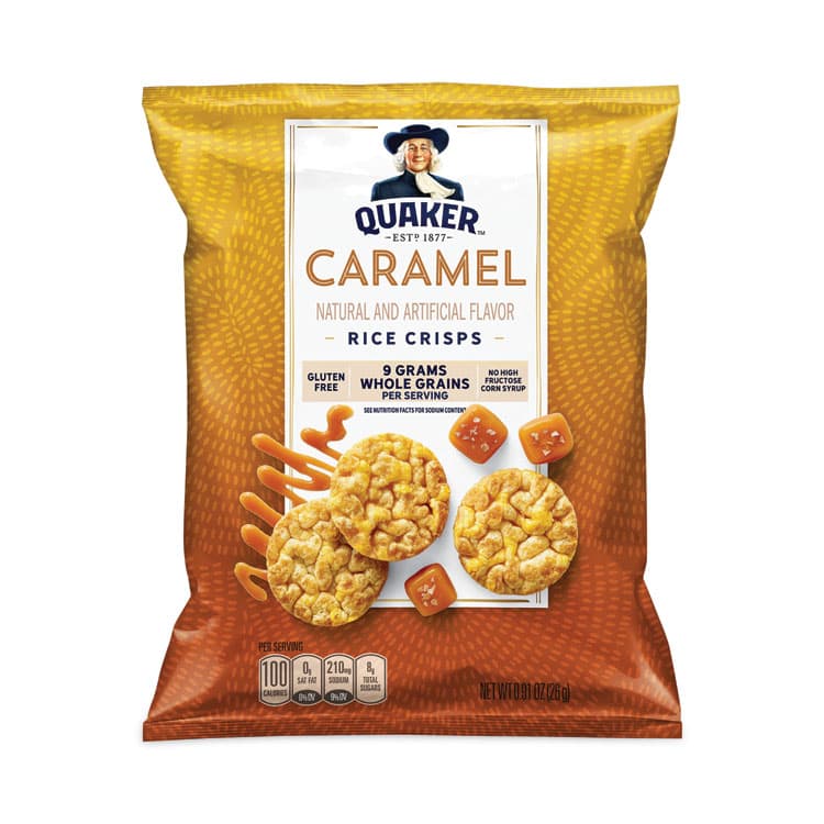 QUAKER OATS COMPANY Rice Crisps, Caramel, 0.91 oz Bag, 60 Bags/Carton (GRR29500052)