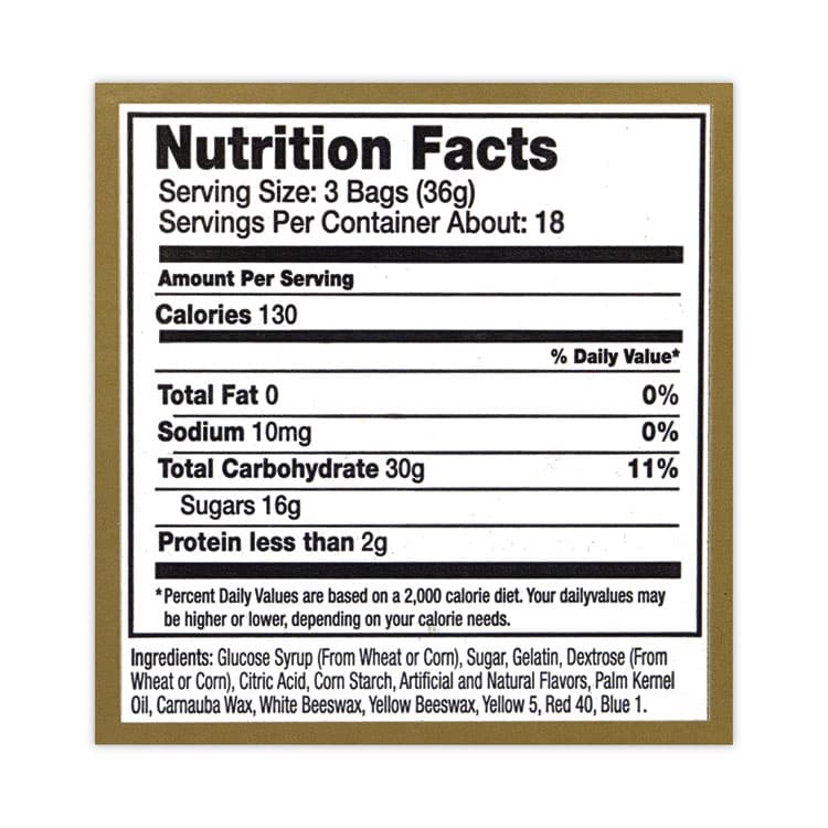 HARIBO Goldbears Gummi Candy, 0.4 oz Pouches, Lemon; Orange; Pineapple; Rasberry; Strawberry, 54/Carton (GRR20900181) thumbnail 4