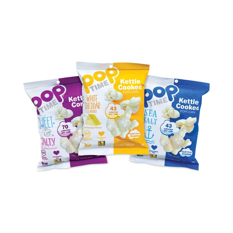 POPTIME SNACK BRANDS, LLC Kettle Cooked Popcorn Variety Pack, Assorted Flavors, 1 oz Bag, 24/Carton (GRR20902646)