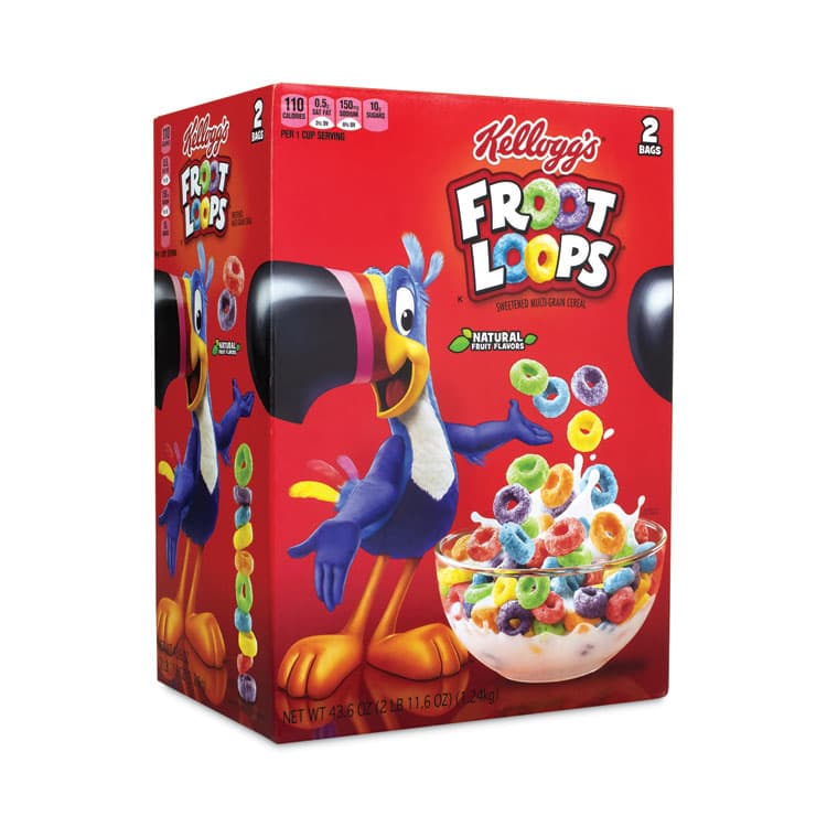 KELLOGG'S Froot Loops Breakfast Cereal, 43 oz Bag, 2 Bags/Box (GRR22000900)