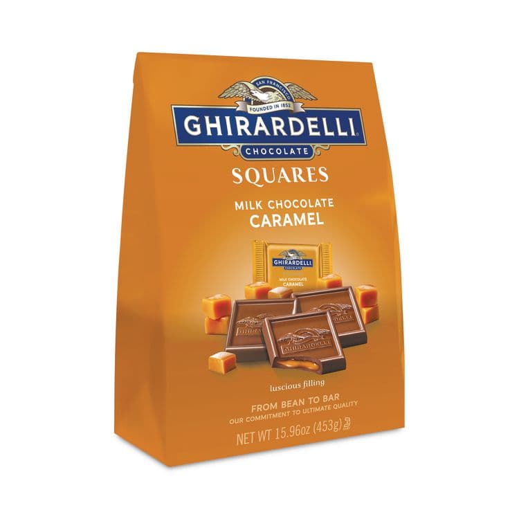 GHIRARDELLI Milk Chocolate and Caramel Chocolate Squares, 15.96 oz Bag (GRR30001035)