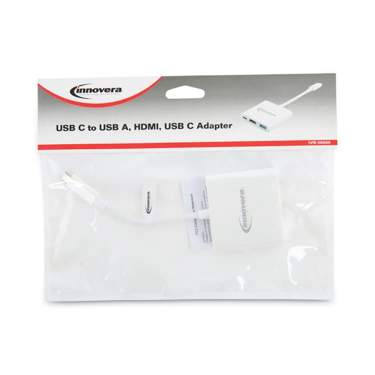INNOVERA USB Type-C HDMI Multiport Adapter, HDMI/USB-C/USB 3.0, 0.65 ft, White (IVR50000) thumbnail 2