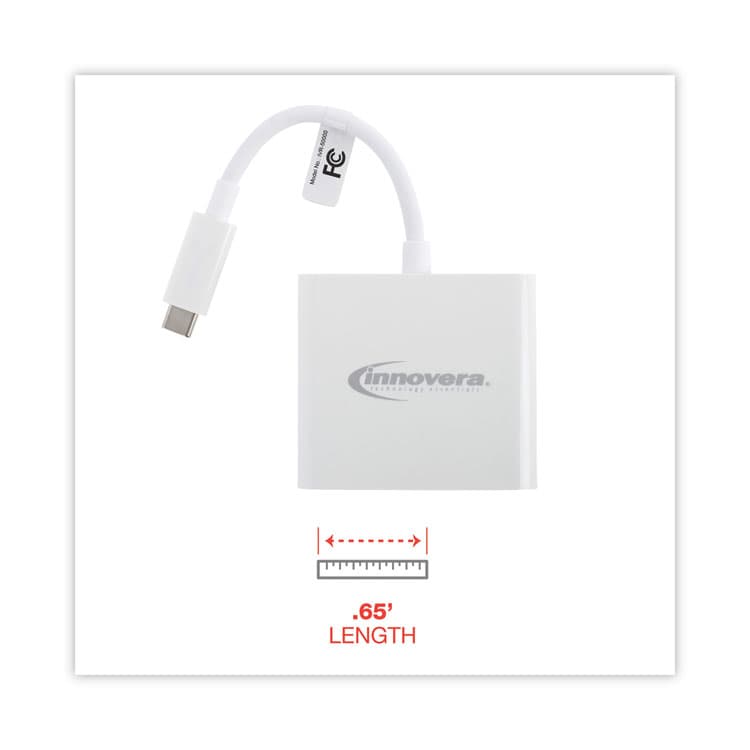 INNOVERA USB Type-C HDMI Multiport Adapter, HDMI/USB-C/USB 3.0, 0.65 ft, White (IVR50000) thumbnail 4