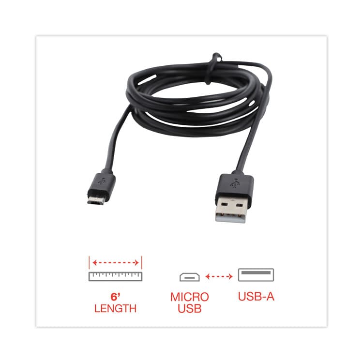 INNOVERA USB to Micro USB Cable, 6 ft, Black (IVR30008) thumbnail 4